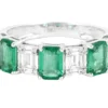 Sterling silver eternity band with emerald and diamond accents