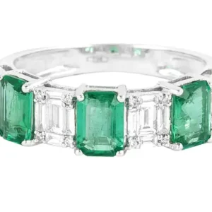 925 Sterling Silver 2.7 Carat Emerald and Diamond Eternity Band