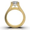 Engagement ring with thick gold plating and 64 round CZ stones