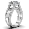 Sterling Silver engagement ring with 64 round side stones and depth