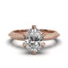Solitaire engagement ring with oval centre stone and pavé band