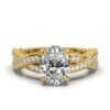 Solitaire engagement ring with oval centre stone and side stones