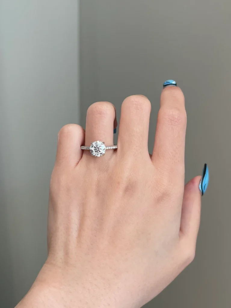 925 Sterling Silver 2 Carat Brilliant Round Engagement Diamond Ring