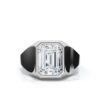 Emerald cut solitaire engagement ring in 925 sterling silver