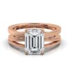 925 Sterling Silver ring with emerald cut CZ diamond and rhodium-plated finish