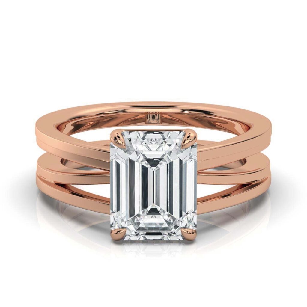 925 Sterling Silver 2ct Emerald Cut Diamond Ring