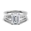 2ct emerald cut CZ diamond ring with sleek plain band