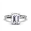 925 Sterling Silver 2ct Emerald Cut Dimaond Engagement Ring