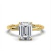 925 Sterling Silver 2ct Emerald Cut Dimaond Engagement Ring - Image 8