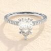 Pear cut diamond engagement ring in 925 sterling silver