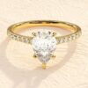 Delicate 1.50 mm band on a pear cut engagement ring