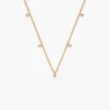 925 Sterling Silver 2MM Bead Necklace with Dangling Bezel Setting Diamonds - Image 3