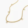 925 Sterling Silver 2MM Bead Necklace with Dangling Bezel Setting Diamonds - Image 4