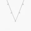 925 Sterling Silver 2MM Bead Necklace with Dangling Bezel Setting Diamonds - Image 5