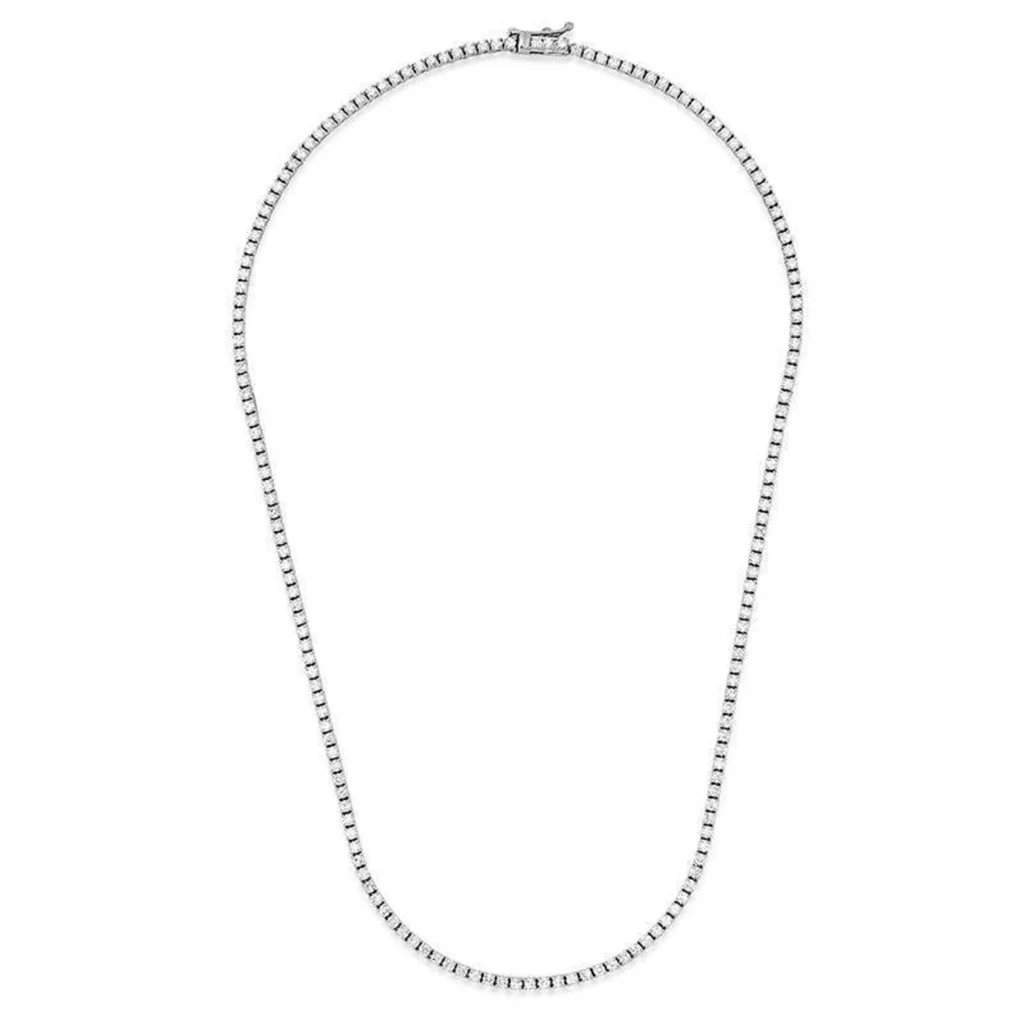 925 Sterling Silver 3.09 ctw 1.3mm Round Diamond 20 Inches 4 Prong Light Tennis Necklace (Copy)
