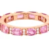 925 Sterling Silver infinity cocktail band with pink sapphire accents