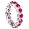 925 Sterling Silver 3.39 Carat Ruby and Diamond Cluster Eternity Band Ring