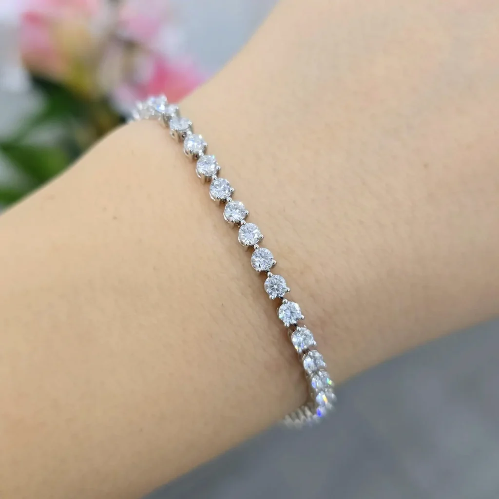 925 Sterling Silver 3.47ctw 2.75mm Round Diamond 5.5 Inches 3 Prong Classic Tennis Bracelet