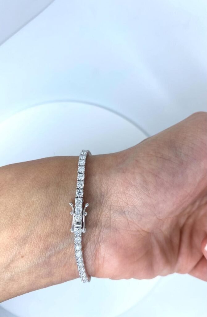 925 Sterling Silver 3.50ctw 2.4mm Round Diamond 7.5 inches Classic 4 Prong Tennis Bracelet