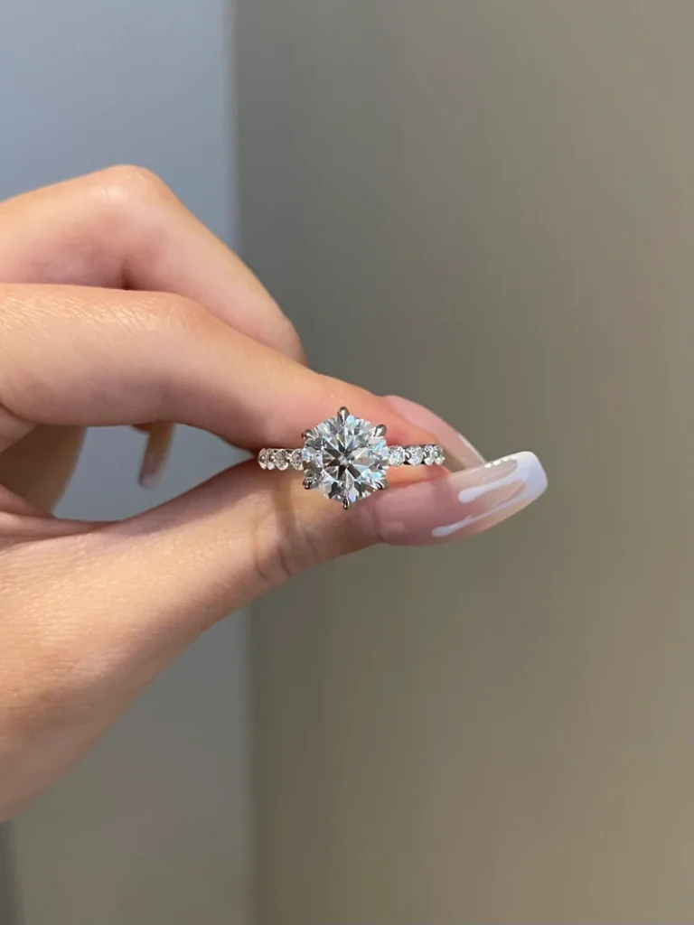 925 Sterling Silver 3.5ct Brilliant Round Engagement Ring For Women