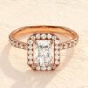 925 Sterling Silver 3 Ct Emerald Cut Halo Diamond Engagement Ring - Image 2