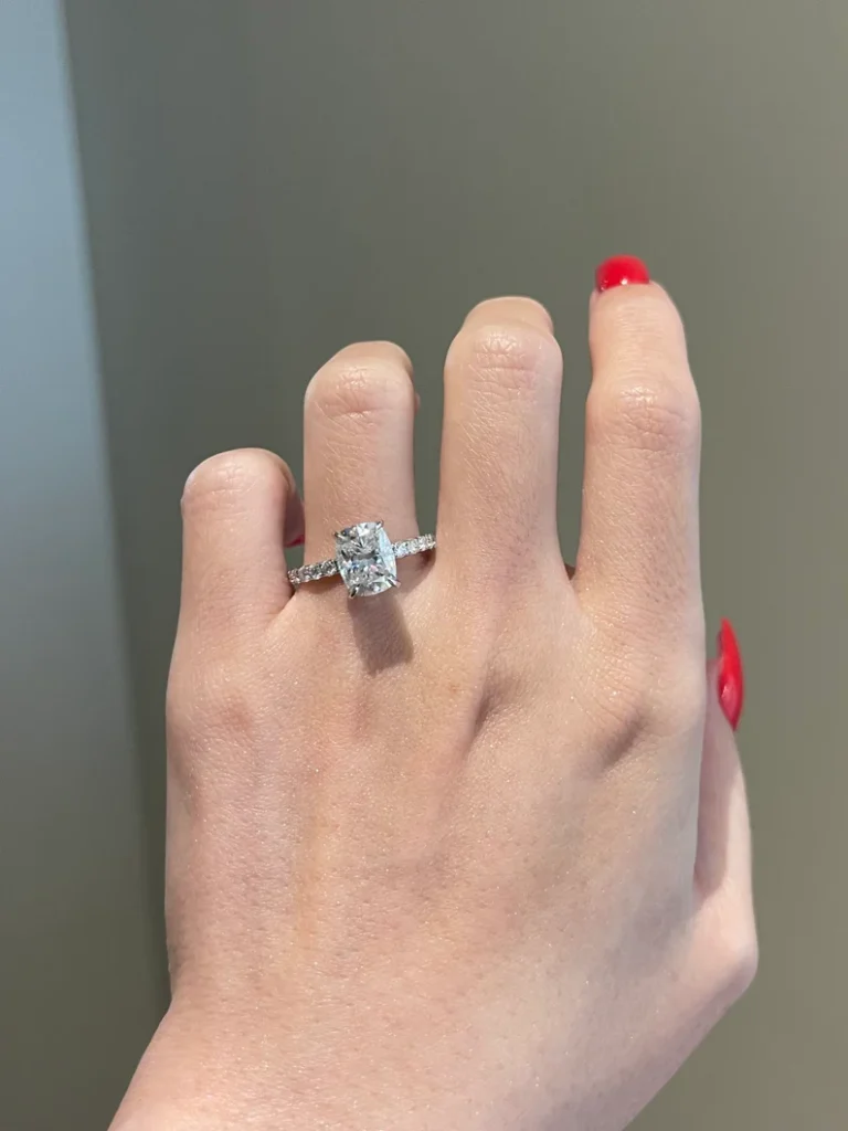 925 Sterling Silver 3ct Cushion Cut Diamond Engagement Ring