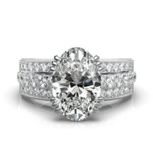 925 Sterling Silver 3ct Oval Shape Diamond Engagement Ring