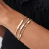 925 Sterling Silver 3MM Curb Link Diamond Pave Bracelet - Image 3