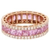 Sterling silver eternity cocktail ring with pink sapphire and diamond accents