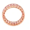 Gold-plated ring featuring CZ diamond and pink sapphire eternity setting