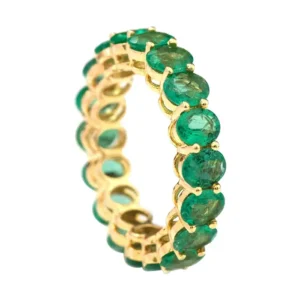 925 Sterling Silver 4.78 Carat Oval-Cut Emerald Eternity Band Ring