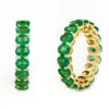 925 Sterling Silver 4.78 Carat Oval-Cut Emerald Eternity Band Ring - Image 5