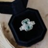 925 Sterling Silver 4.88 ct Emerald Cut Green Tourmaline Ring - Image 2