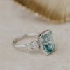 925 Sterling Silver 4.88 ct Emerald Cut Green Tourmaline Ring - Image 4