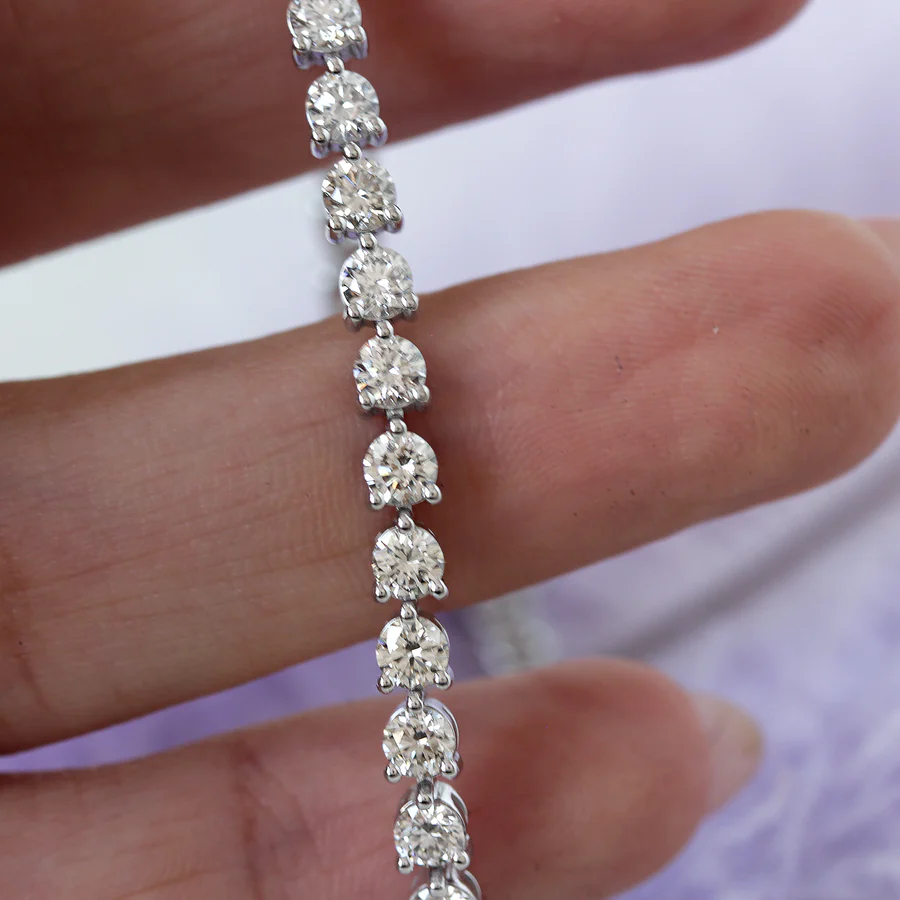 925 Sterling Silver 4.97ctw 3.25mm Round Diamond 6 Inches 3 Prong Classic Tennis Bracelet