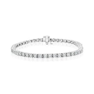 925 Sterling Silver 4-Prong Diamond Tennis Bracelet