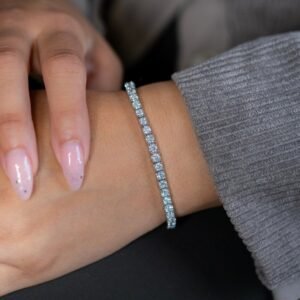 925 Sterling Silver 4-Prong Diamond Tennis Bracelet