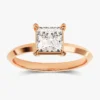 Princess cut solitaire ring with polished knife edge band