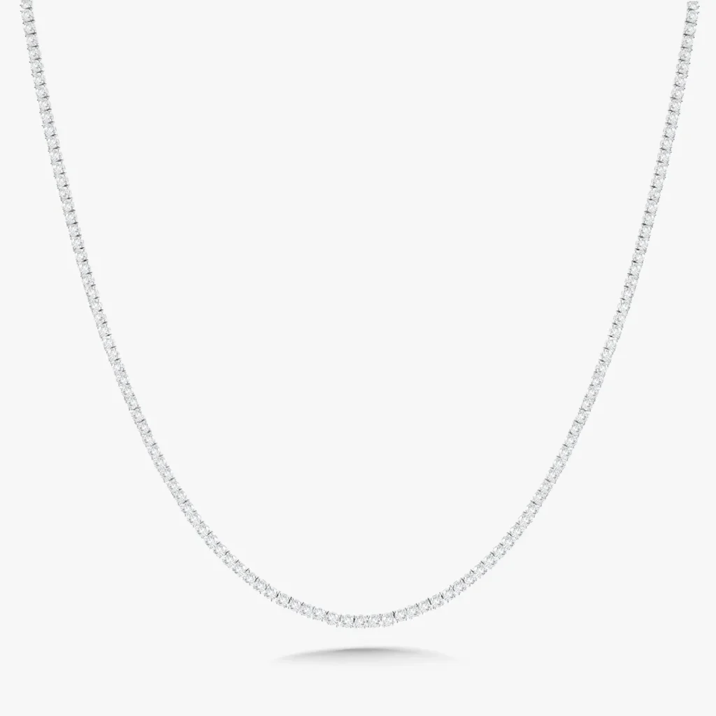 925 Sterling Silver 41.76ctw 5.50mm Round Diamond 16 Inches 4 Prong Classic Tennis Necklace