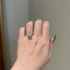 925 sterling silver engagement ring with cushion-cut stone