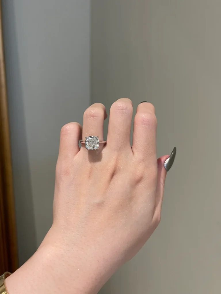 925 Sterling Silver 4ct Cushion Engagement Ring For Women