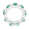Sterling silver ring with pave-set Premium CZ Diamond and Emerald stones