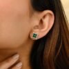 Sterling silver earrings with push back lock and polished sparkle shape