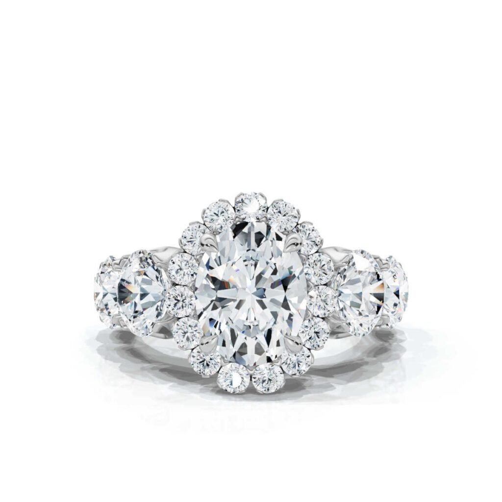 925 Sterling Silver 5.5ct Halo Diamond Ring