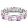 925 Sterling Silver 5.92 Carat Diamond and Pink Sapphire Eternity Band