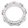 925 Sterling Silver 5.92 Carat Diamond and Pink Sapphire Eternity Band - Image 2