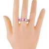 925 Sterling Silver 5.92 Carat Diamond and Pink Sapphire Eternity Band - Image 3