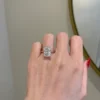 Sterling silver engagement ring with radiant cut centre stone