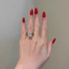 Engagement ring with crushed ice CZ and prong setting