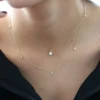 925 Sterling Silver 5 Diamond Dangle Necklace - Image 2